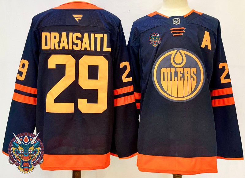Men Edmonton Oilers 29 Draisaitl Black Fanatics 2025 NHL Jersey style 4